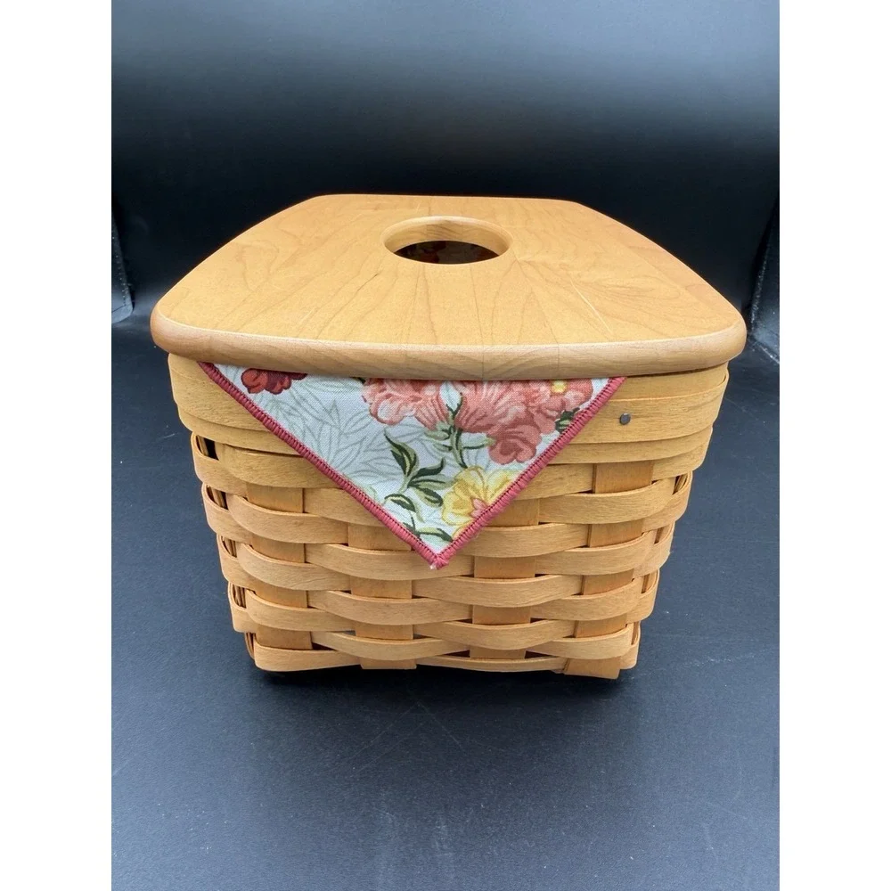 🧺✨ Longaberger 2002 Long Tissue Basket Combo – Lid, Liner, Protector & Tie‑On ✨